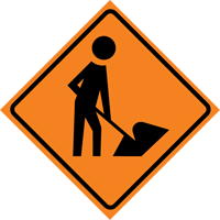 Men at Work Roll-Up Traffic Sign, 36" x 36", Vinyl, Pictogram Northern Industrial Supply Inc.