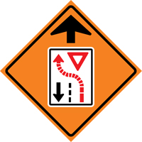 Yield Ahead Roll-Up Traffic Sign, 29-1/2" x 29-1/2", Vinyl, Pictogram Northern Industrial Supply Inc.