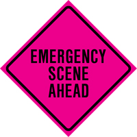 "Emergency Scene Ahead" Roll-Up Traffic Sign, 36" x 36", Vinyl, English Northern Industrial Supply Inc.