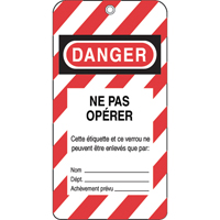 &eacute;tiquettes de verrouillage, Plastique, 3" la x 5-3/4" h, Français Northern Industrial Supply Inc.