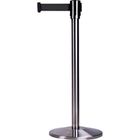 Free-Standing Crowd Control Barrier, Steel, 35" H, Black Tape, 7' Tape Length Northern Industrial Supply Inc.
