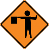 Panneau de construction enroulable - Tilt-Adjust signaleur, 36" x 36", Vinyle, Pictogramme Northern Industrial Supply Inc.