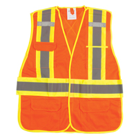 Veste d'arpenteur haute visibilit&eacute;, conforme &agrave; la CSA, Orange haute visibilit&eacute;, Moyen, Polyester Northern Industrial Supply Inc.
