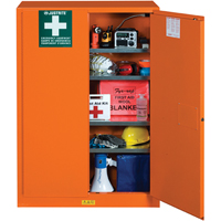 Emergency Preparedness Storage Cabinets, Steel, 4 Shelves, 65" H x 43" W x 18" D, Orange Northern Industrial Supply Inc.