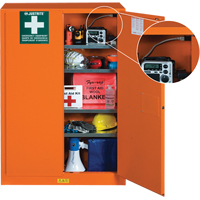 Emergency Preparedness Storage Cabinets, Steel, 4 Shelves, 65" H x 43" W x 18" D, Orange Northern Industrial Supply Inc.