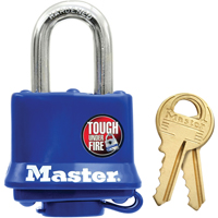 Cadenas r&eacute;sistant aux intemp&eacute;ries, Bleu, Cl&eacute;s diff&eacute;rentes, Acier lamin&eacute;, Largeur de 1-9/16" Northern Industrial Supply Inc.