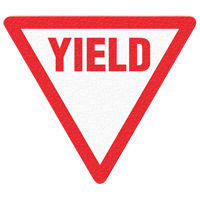 Panneau de signalisation au sol  Yield , Adh&eacute;sif, Anglais avec pictogramme Northern Industrial Supply Inc.