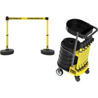 PLUS Barrier Post Cart Kit with Tray, 75' L, Metal, Yellow Northern Industrial Supply Inc.