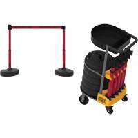 PLUS Barrier Post Cart Kit with Tray, 75' L, Metal, Red Northern Industrial Supply Inc.