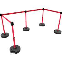 Ensemble de cinq montants pour barri&egrave;re PLUS, Plastique, 42" h, Ruban Rouge, Longueur du ruban 15' Northern Industrial Supply Inc.