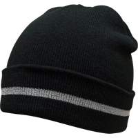 Bonnet en tricot avec bande r&eacute;fl&eacute;chissante argent&eacute;e, Taille unique, Noir Northern Industrial Supply Inc.
