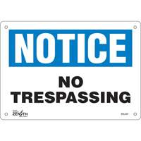 Enseigne No Trespassing, 7" x 10", Aluminium, Anglais Northern Industrial Supply Inc.