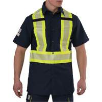 Ripstop High Visibility Short Sleeved Shirt, Polyester, Small, Navy Blue Northern Industrial Supply Inc.