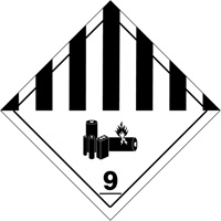 &eacute;tiquettes de manutention de mati&egrave;res dangereuses du d&eacute;partement des Transports, 4" lo x 4" la, Noir sur blanc Northern Industrial Supply Inc.