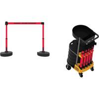 Syst&egrave;me de barri&egrave;re &agrave; chariot portatif avec plateau Plus, 75' lo, M&eacute;tal/Plastique, Rouge Northern Industrial Supply Inc.