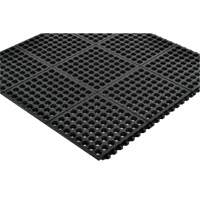 Cushion-Ease&reg; 550 Interlocking Anti-Fatigue Mat, Slotted, 3' x 3' x 3/4", Black, Rubber Northern Industrial Supply Inc.