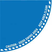 "Caution" Quarter Circle Swing Door Floor Sign, Adhesive, English with Pictogram Northern Industrial Supply Inc.