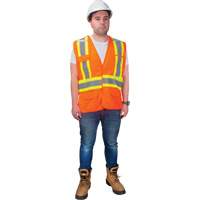 Veste d'arpenteur haute visibilit&eacute; conforme &agrave; la CSA, Orange haute visibilit&eacute;, Moyen, Polyester Northern Industrial Supply Inc.