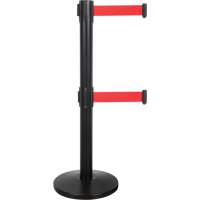 Barri&egrave;re pour le contr&ocirc;le des foules &agrave; courroie double, Acier, 35" h, Ruban Rouge, Longueur du ruban 7' Northern Industrial Supply Inc.