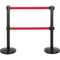 Barri&egrave;re pour le contr&ocirc;le des foules &agrave; courroie double, Acier, 35" h, Ruban Rouge, Longueur du ruban 7' Northern Industrial Supply Inc.