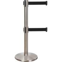 Barri&egrave;re pour le contr&ocirc;le des foules &agrave; courroie double, Acier, 35" h, Ruban Noir, Longueur du ruban 7' Northern Industrial Supply Inc.