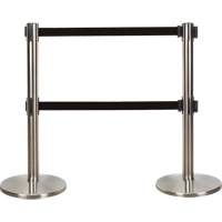Barri&egrave;re pour le contr&ocirc;le des foules &agrave; courroie double, Acier, 35" h, Ruban Noir, Longueur du ruban 7' Northern Industrial Supply Inc.