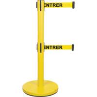 Barri&egrave;re pour le contr&ocirc;le des foules &agrave; courroie double, Acier, 35" h, Ruban Jaune, Longueur du ruban 7' Northern Industrial Supply Inc.