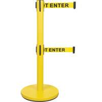 Barri&egrave;re pour le contr&ocirc;le des foules &agrave; courroie double, Acier, 35" h, Ruban Jaune, Longueur du ruban 7' Northern Industrial Supply Inc.