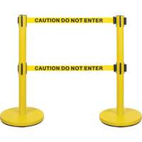 Barri&egrave;re pour le contr&ocirc;le des foules &agrave; courroie double, Acier, 35" h, Ruban Jaune, Longueur du ruban 7' Northern Industrial Supply Inc.