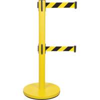 Barri&egrave;re pour le contr&ocirc;le des foules &agrave; courroie double, Acier, 35" h, Ruban Noir/Jaune, Longueur du ruban 7' Northern Industrial Supply Inc.