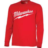 Chandail &agrave; manches longues tr&egrave;s r&eacute;sistant avec logo Milwaukee, Hommes, Petit, Rouge Northern Industrial Supply Inc.