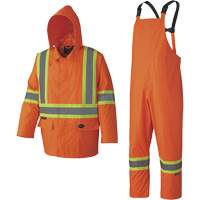 5608 Combinaison de pluie imperm&eacute;able 210D, Polyester/PVC, Petit, Orange haute visibilit&eacute; Northern Industrial Supply Inc.