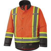 5400 Veste de s&eacute;curit&eacute; imperm&eacute;able 300D Trilobal antid&eacute;chirure, Polyester, Noir/Orange haute visibilit&eacute;, 2T-Grand Northern Industrial Supply Inc.