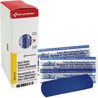 Fabric Blue Detectable Bandages, Rectangular/Square, 1", Fabric Metal Detectable, Sterile Northern Industrial Supply Inc.