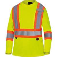 6969 Chandail de s&eacute;curit&eacute; &agrave; manches longues en il-de-perdrix pour femme, Polyester, T-petit, Jaune lime haute visibilit&eacute; Northern Industrial Supply Inc.