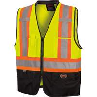 6895 Veste de s&eacute;curit&eacute; haute visibilit&eacute; bicolore avec fermeture &agrave; glissi&egrave;re sur tout le devant, Noir/Jaune lime haute visibilit&eacute;, 2T-Grand/3T-Grand, Polyester Northern Industrial Supply Inc.