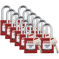 Velocity Lockout Padlocks, Red, Keyed Different, Nylon, 1-1/2" Width Northern Industrial Supply Inc.