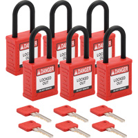 Velocity Lockout Padlocks, Red, Keyed Alike, Nylon, 1-1/2" Width Northern Industrial Supply Inc.