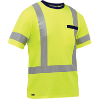Chemise &agrave; manches courtes et X au dos Bisley, Poly-coton, Petit, Jaune lime haute visibilit&eacute; Northern Industrial Supply Inc.
