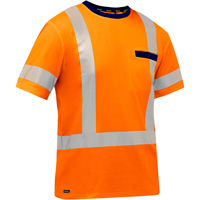 Chemise &agrave; manches courtes et X au dos Bisley, Poly-coton, Petit, Orange haute visibilit&eacute; Northern Industrial Supply Inc.