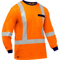 Chemise &agrave; manches longues et X au dos Bisley, Poly-coton, Petit, Orange haute visibilit&eacute; Northern Industrial Supply Inc.