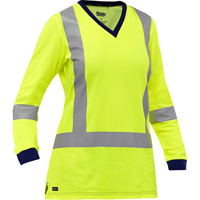 Chemise &agrave; manches longues et X au dos Bisley pour femmes, Poly-coton, Petit, Jaune lime haute visibilit&eacute; Northern Industrial Supply Inc.