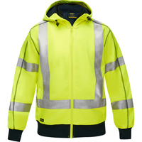 Coton ouat&eacute; doubl&eacute; de sherpa avec capuchon &agrave; fermeture &eacute;clair compl&egrave;te et X au dos Bisley, Petit, Jaune lime haute visibilit&eacute; Northern Industrial Supply Inc.