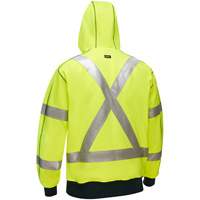 Coton ouat&eacute; doubl&eacute; de sherpa avec capuchon &agrave; fermeture &eacute;clair compl&egrave;te et X au dos Bisley, Petit, Jaune lime haute visibilit&eacute; Northern Industrial Supply Inc.
