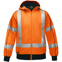 Coton ouat&eacute; doubl&eacute; de sherpa avec capuchon &agrave; fermeture &eacute;clair compl&egrave;te et X au dos Bisley, Petit, Orange haute visibilit&eacute; Northern Industrial Supply Inc.