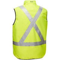 Bisley&reg; X-Back Reversible Puffer Vest, High Visibility Lime-Yellow, Small, Polyester Northern Industrial Supply Inc.