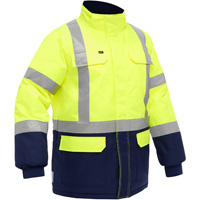 Manteau pour le froid extr&ecirc;me avec bas bleu marin et X au dos Bisley, Polyester, Jaune lime haute visibilit&eacute;, Moyen Northern Industrial Supply Inc.