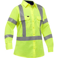 Chemise de travail &agrave; manches longues et X au dos Bisley avec X-Airflow pour femmes, Poly-coton, Petit, Jaune lime haute visibilit&eacute; Northern Industrial Supply Inc.