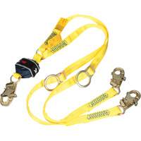 Twin-Leg Tie-Back Web Shock-Absorbing Lanyard, 6', Snap Hook Center, Snap Hook Leg Ends, Polyester Northern Industrial Supply Inc.