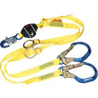 Twin-Leg Tie-Back Web Shock-Absorbing Lanyard, 6', Rebar Hook Center, Snap Hook Leg Ends, Polyester Northern Industrial Supply Inc.